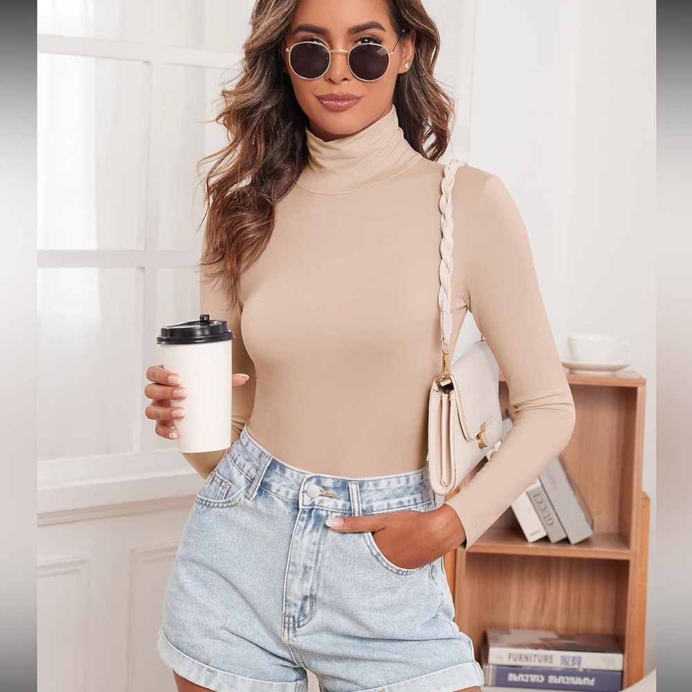 Women's Sexy Mock Turtleneck Backless Long Sleeve
Slimming Bodysuit Top - Picture 2 of 7